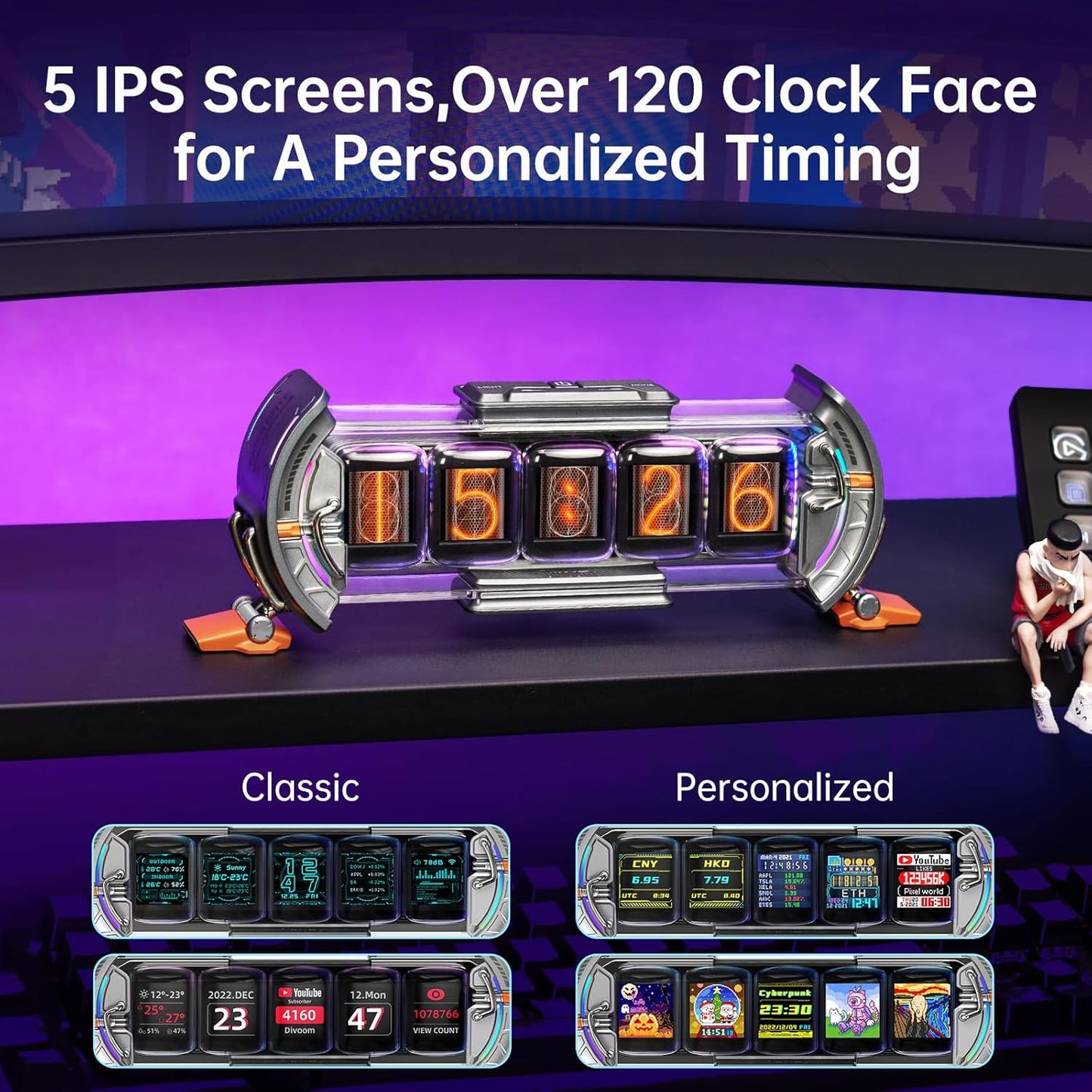 Divoom Times Gate Cyberpunk Desk Clock